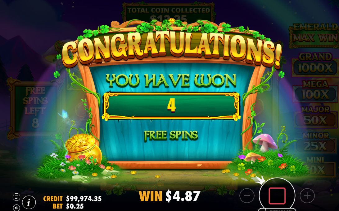 Free Spins round with spin count and MONEY values
