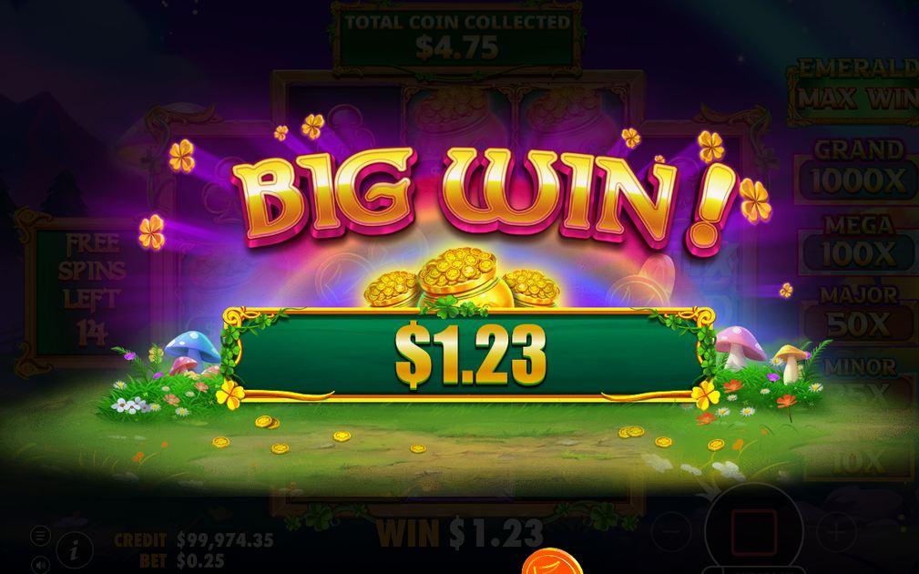 Win screen with the win amount shown in A$